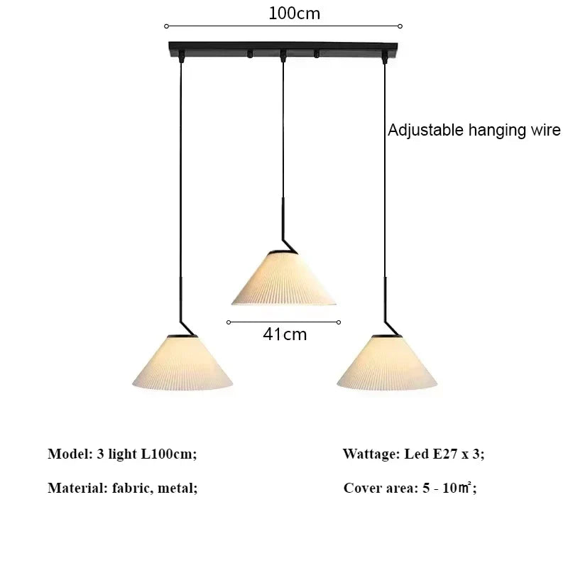 Cream Pleated Pendant Light by Afralia™: Modern Nordic E27 Chandelier for Living Room, Loft, Bar.