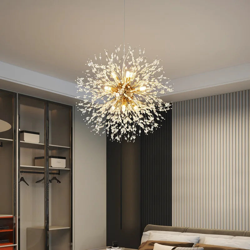 Dandelion Crystal Ceiling Lamp Chandelier for Bedroom Dining Room Kitchen Island