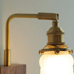 LED Brass Walnut Wood Wall Sconce Rotate Glass Stair Light