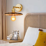 Afralia™ Japanese Amber Glass LED Wall Lamp Copper Vintage Design