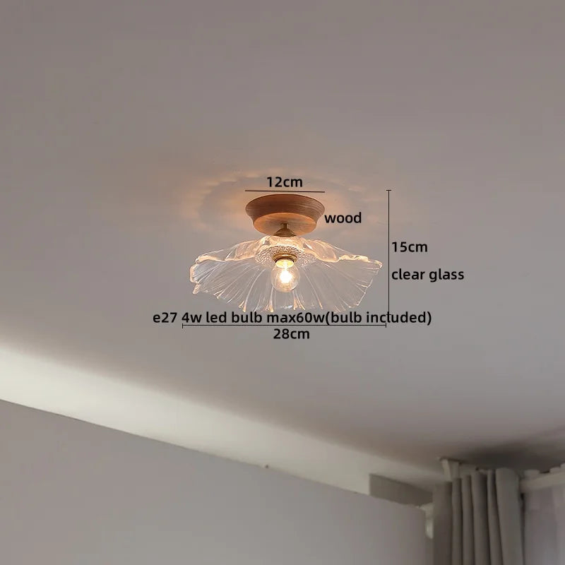Glass Wood LED Ceiling Lamp for Home Lighting and Decoration
