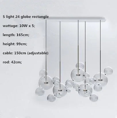 Modern Clear Glass Globe LED Pendant Light - Micky Copper Hanging Lamp