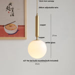 White Glass Copper LED Pendant Lights - Modern Nordic Kitchen Bar Lamp