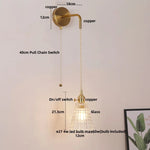 Clear Glass LED Wall Lamp Pull Chain Switch Modern Luxury Home Decor
