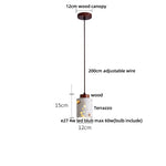 Afralia™ LED Terrazzo Pendant Lamp White Stone Wood Hanging Light