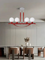 White Glass Ball Chandelier Dimmable Wooden Modern Dining Room Light