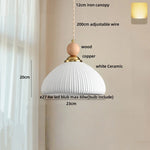 White Ceramic LED Pendant Lamp Copper Modern Wood Nordic Hanging Lights