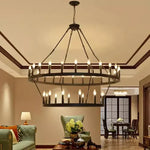 Afralia™ Black Metal LED Pendant Chandelier for Living Room and Stairs