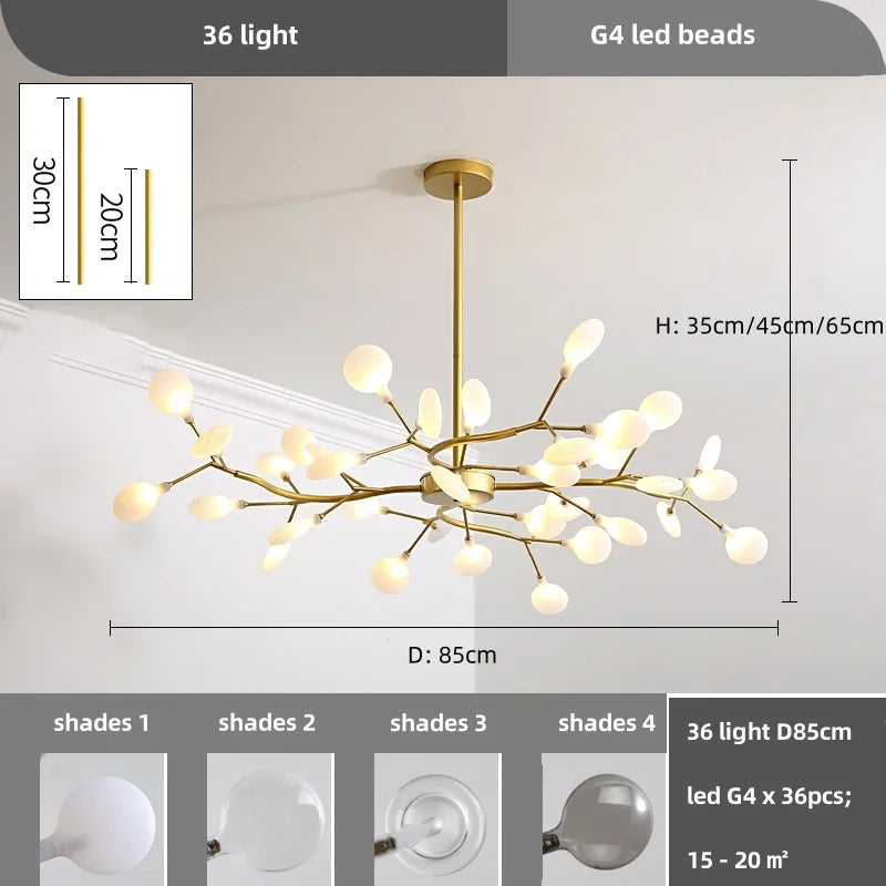 Afralia™ Nordic G4 LED Chandelier: Modern Branch Pendant Light, Gold/Black, Art Decor Lighting