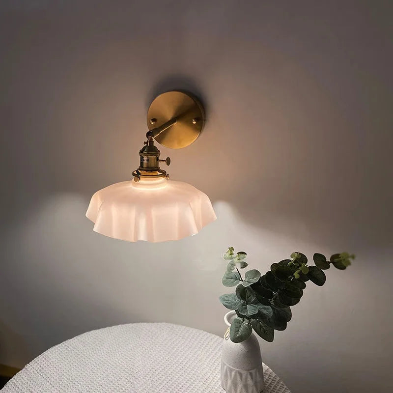 Nordic Glass Knob Switch LED Wall Sconce - Copper Stair Light Fixtures