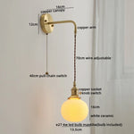 Ceramic Copper LED Wall Lamp with Pull Chain Switch for Modern Style Interiors