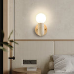 Wood & Travertine LED Wall Sconce with Pull Chain Switch