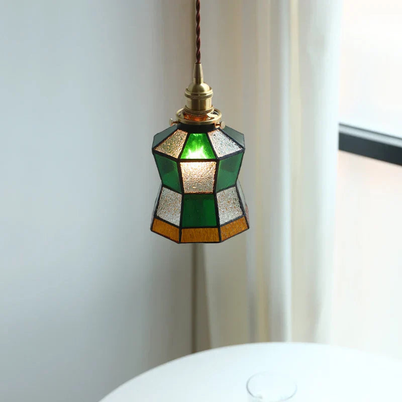 Colorful Glass Tiffany Style LED Pendant Lamp, Modern Hanging Light Fixture