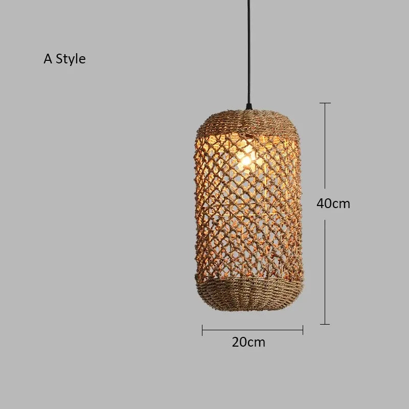Hand-woven Natural Rattan Chandelier Pendant Light for Living Room Décor