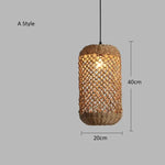 Hand-woven Natural Rattan Chandelier Pendant Light for Living Room Décor