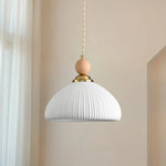 White Ceramic LED Pendant Lamp Copper Modern Wood Nordic Hanging Lights