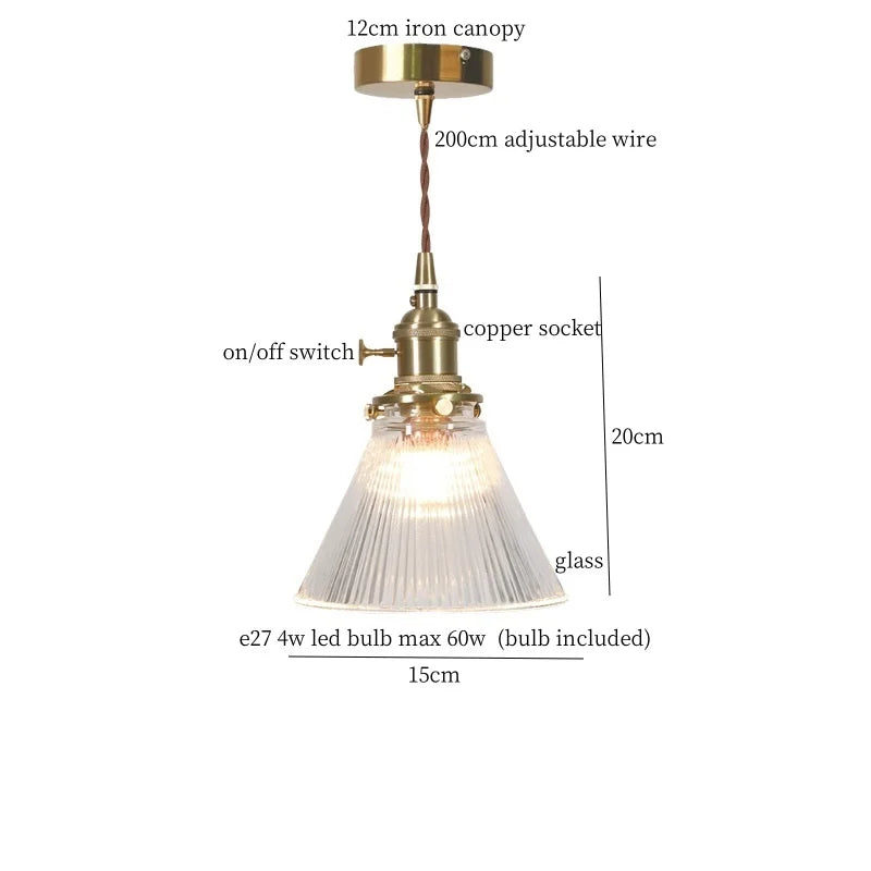 Clear Glass LED Copper Pendant Lighting for Minimalist Decor