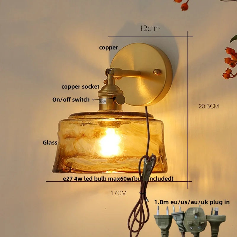 Afralia™ Vintage LED Wall Light Up Down Rotate Pull Chain Switch Bedside Lamp