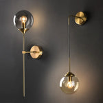 Golden Round Glass Wall Sconce: Modern Nordic Lighting Fixture for Home Decor