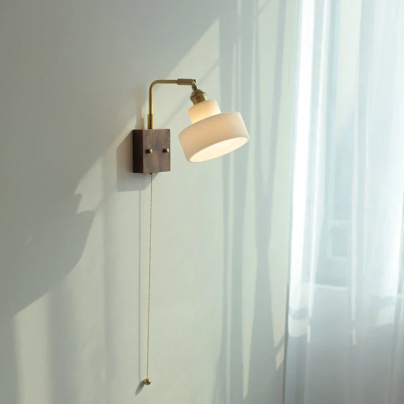 Glass LED Wall Light Fixture with Pull Chain Switch