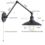 Afralia™ Gold LED Industrial Wall Lamp with Pull Chain Switch
