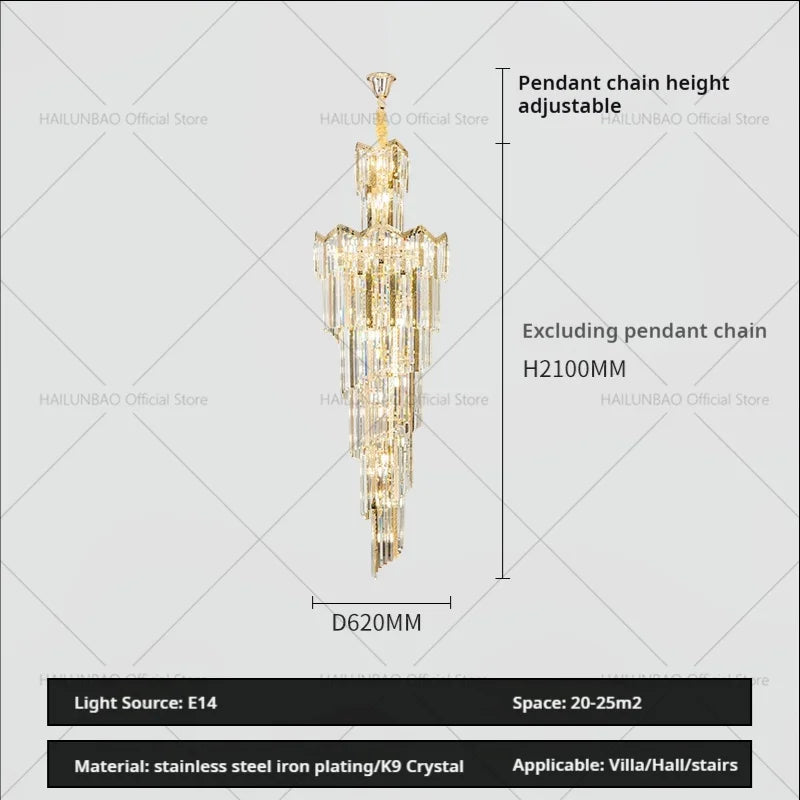 Crystal Chandelier: European Villa Hotel Luxury Hollow Building Middle Floor Lighting