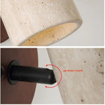 Yellow Travertine Wood Wall Light: Up Down Rotate LED Fixture with Pull Chain Switch.