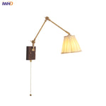 Wood Rotatable 2-Arm LED Wall Sconce with Pull Chain Switch