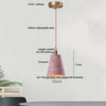 Afralia™ White Terrazzo Stone Copper LED Pendant Light Fixture - Wabi Sabi Design