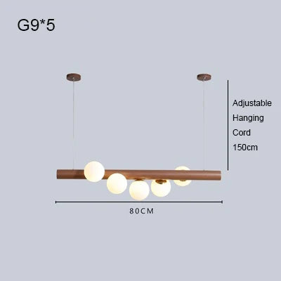 Burly Wood Walnut Glass Pendant Light for Living Room Bar Foyer