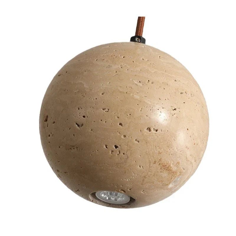 Stone Ball LED Pendant Lamp: Stylish Round Hanging Light for Bedroom & Living Room
