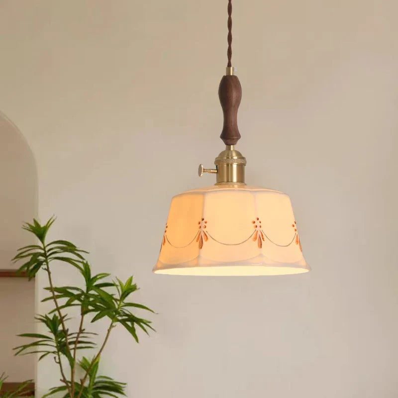 Ceramic LED Pendant Lights: Japanese Style for Living Room, Bedroom, Dining Room