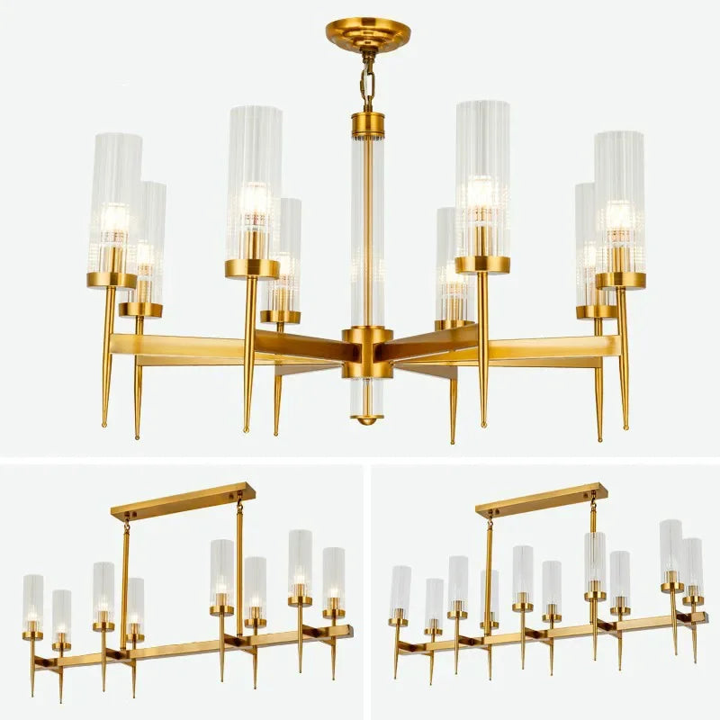 Gold Metal Glass LED Pendant Lights Chain Hanging Lamp