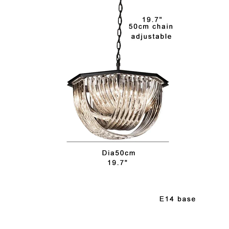 Black Stainless Steel Crystal Glass Ceiling Chandelier - LED Dimmable Luxury Nordic Light