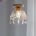 Crystal Wood LED Ceiling Lamp Clear Glass Modern Indoor Lighting