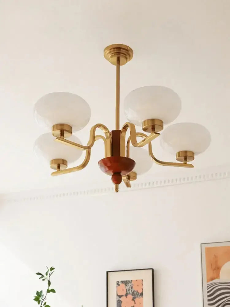 Cream Glass Pendant Chandelier for Home Decor