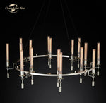 LED Round Glass Chandelier for Living Dining Room Lighting