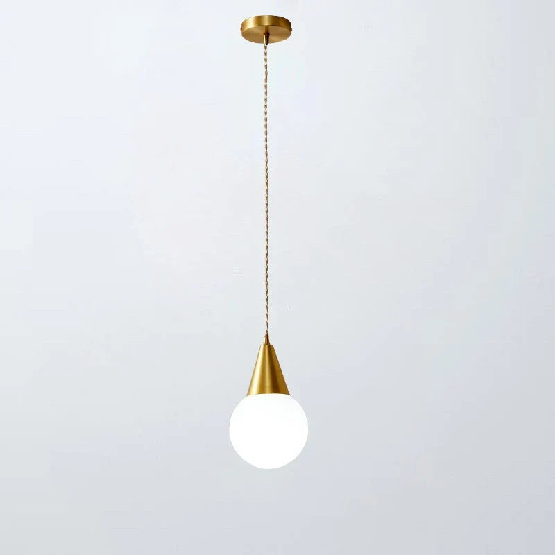 Nordic Copper Glass LED Pendant Light for Bedroom Living Room Corridor