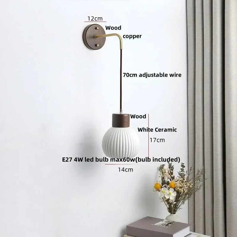 Ceramic LED Wall Lamp Modern Wood Decor Stair Light Fixtures