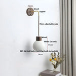 Ceramic Wood Wall Sconce LED Light with Pull Chain Switch - Modern Nordic Style