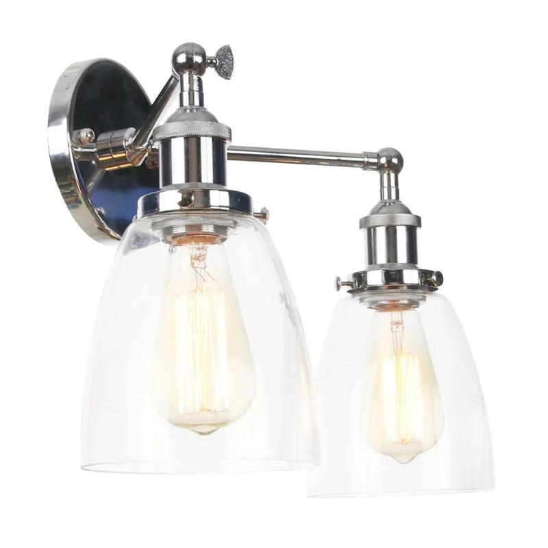 2 Head LED Wall Lamps Iron Glass Bedroom Stair Light Fixtures