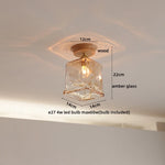 Amber Glass LED Ceiling Lights Modern Decoration for Home Porch Restaurant