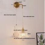 Copper LED Glass Wall Sconce with Pull Chain Switch for Living Dining Room