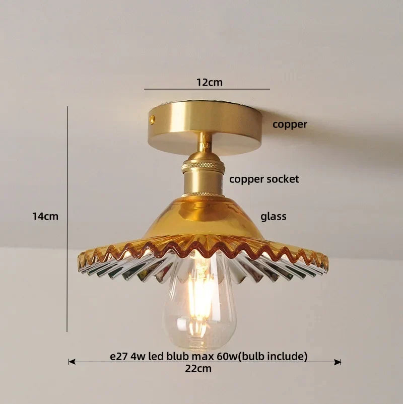 Smoke Gray Glass LED Ceiling Light - Modern Nordic Style