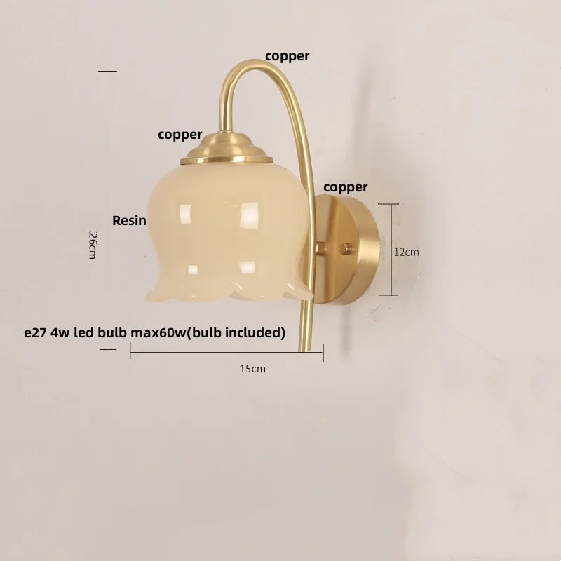 Copper LED Wall Sconce - Modern Nordic Bedroom Light Fixture