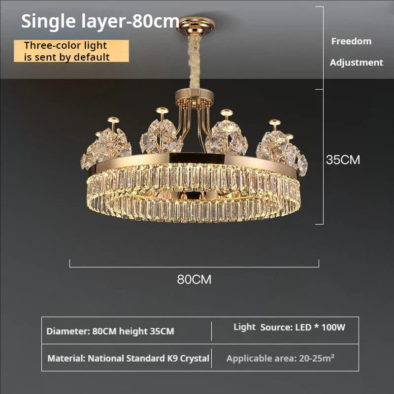 Crystal Chandelier: Postmodern Light Luxury Double-Layer Pendant for Home Living Room