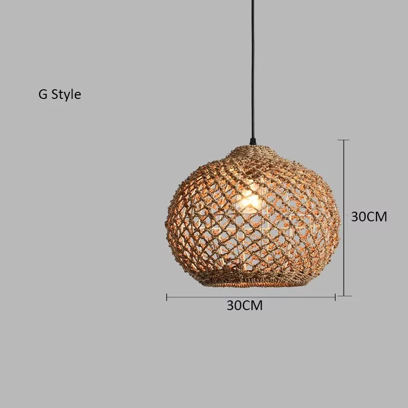 Hand-woven Natural Rattan Chandelier Pendant Light for Living Room Décor