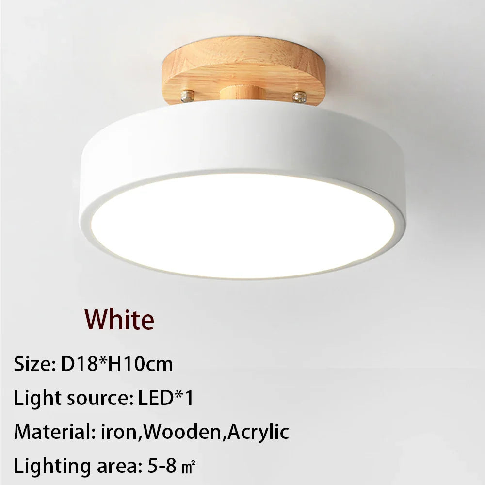 Modern LED Ceiling Lamp - Wood Round Ceiling Lights Macaron Chandelier
