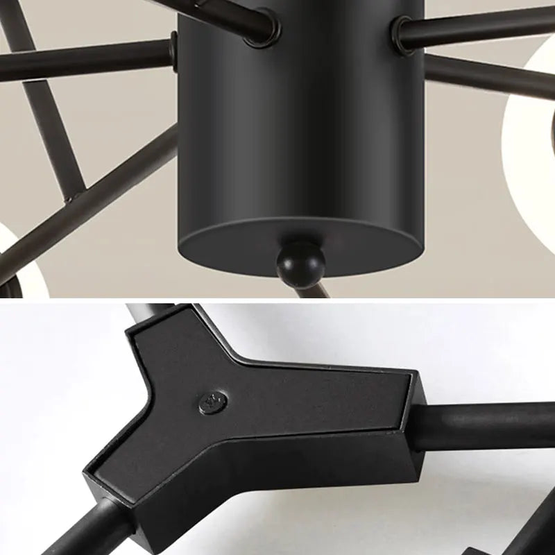 Nordic Black Glass Ball Ceiling Chandelier for Living Room Kitchen Bedroom Dining Home Décor