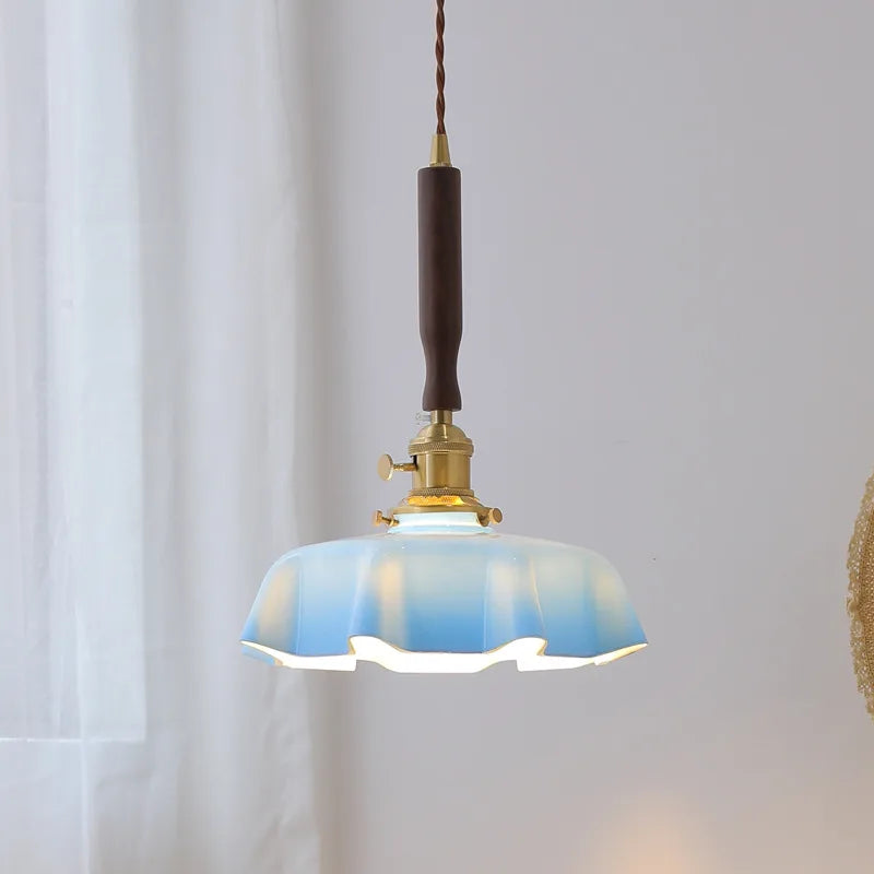 Blue Glass LED Pendant Lamp for Dining Living Room Bedroom